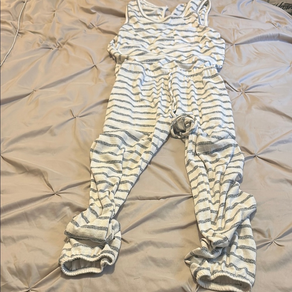 Freeloader Cream and Gray Striped Top
